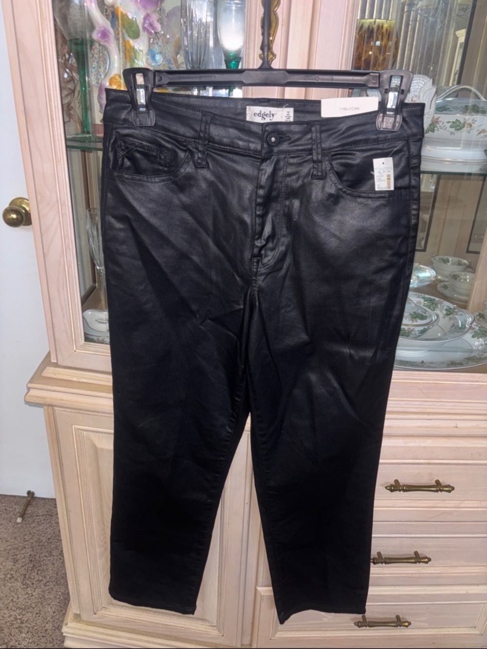edgely by Maurices  Black Coated Straight-Leg Pants